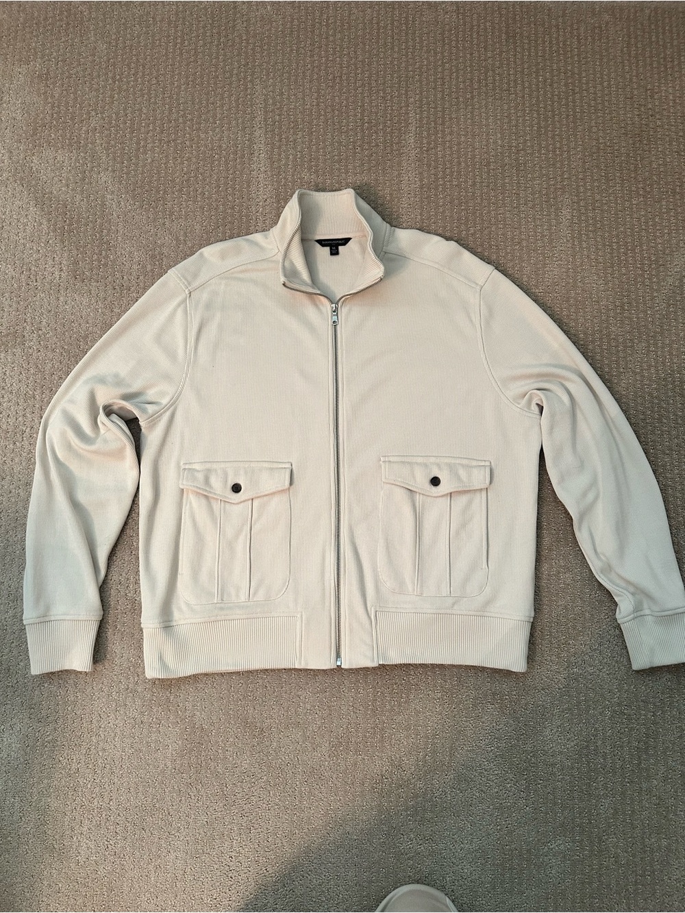 Banana Republic Cream Full-Zip Pocket Sweater
